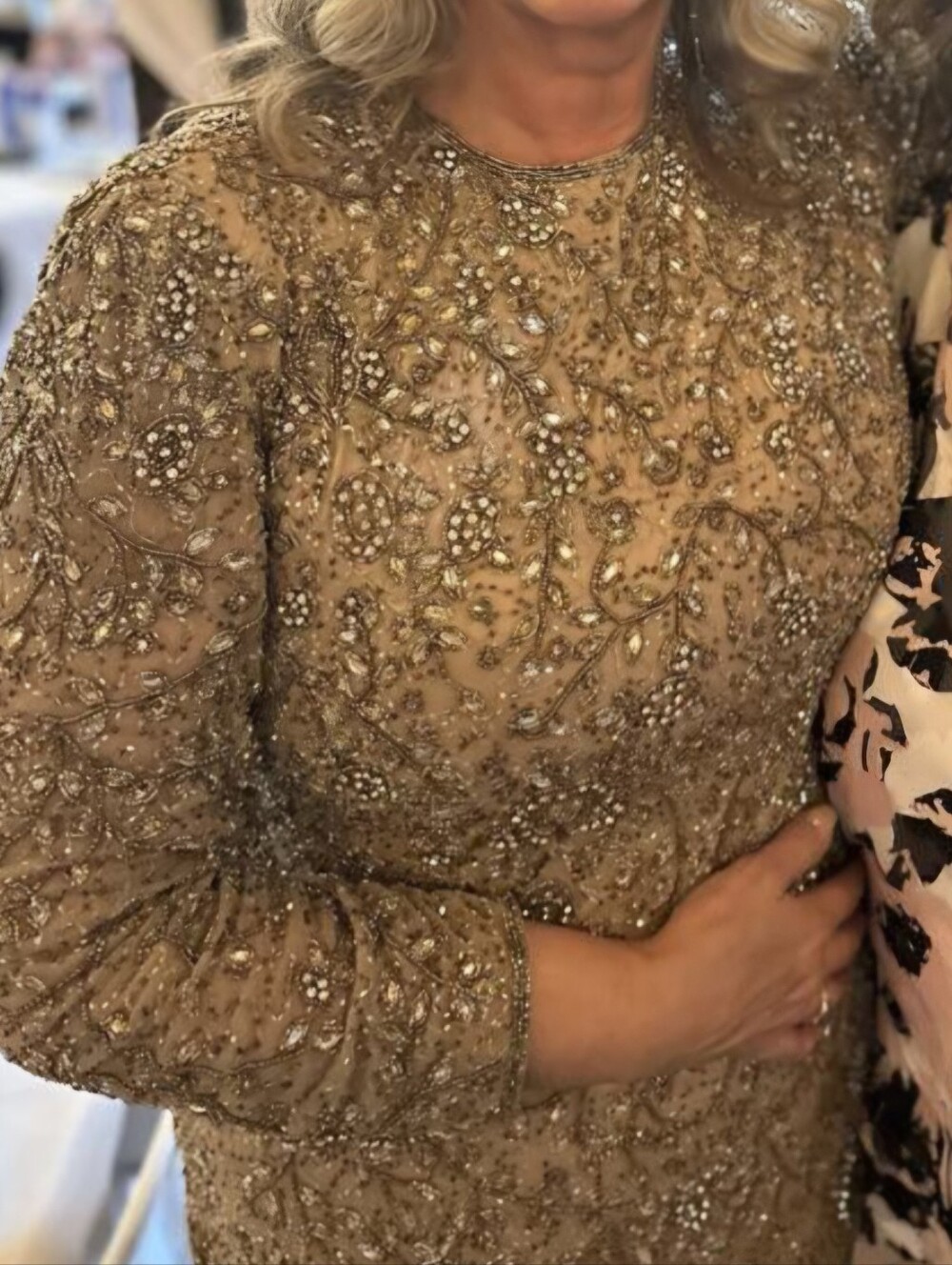 Mac Duggal Gold Long-Sleeve Sequin Evening Gown - Picture 5 of 7